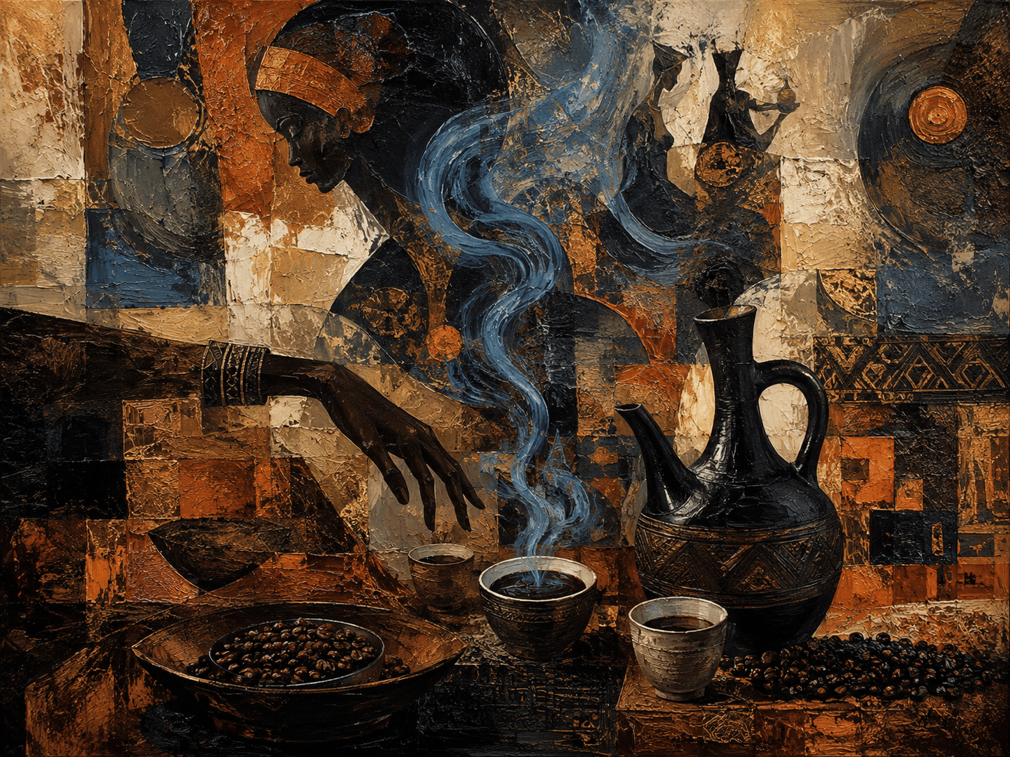 The Jebena Ritual: Luxury Watercolor Coffee Ceremony Canvas Print