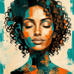 Serenity in Bloom – Modern Ethiopian Woman Abstract Canvas Print
