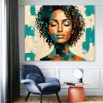 Serenity in Bloom – Modern Ethiopian Woman Abstract Canvas Print