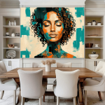 Serenity in Bloom – Modern Ethiopian Woman Abstract Canvas Print