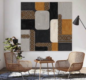 Ethiopian Tilet Pattern Abstract Canvas Wall Art | Modern Geometric Heritage Art Print | Premium Gallery Canvas