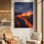 Fire of the Depths: Cinematic Erta Ale Lava Lake Landscape Canvas Art