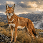 Highland Sentinel: Rare Ethiopian Wolf Premium Wildlife Canvas Art