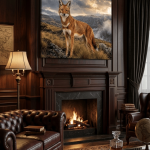 Highland Sentinel: Rare Ethiopian Wolf Premium Wildlife Canvas Art