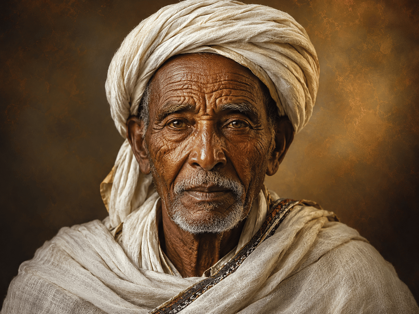 Legacy of Wisdom: Distinguished Ethiopian Elder Portrait Canvas Art