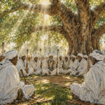Borena Gadaa Assembly Under the Sacred Odaa Tree Watercolor