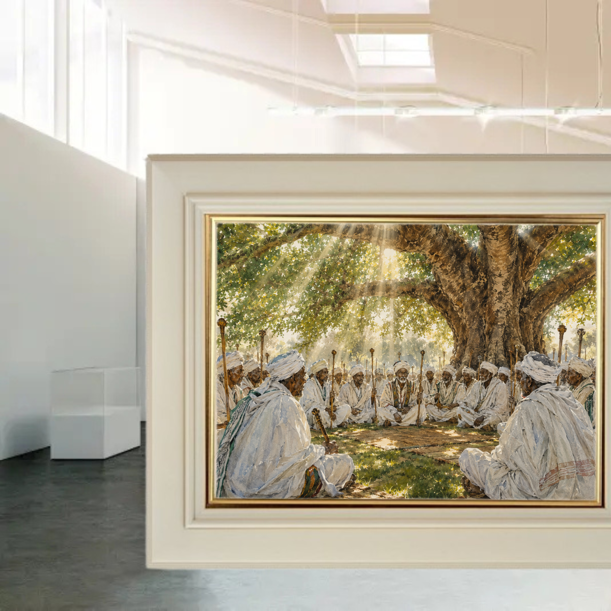 Borena Gadaa Assembly Under the Sacred Odaa Tree Watercolor