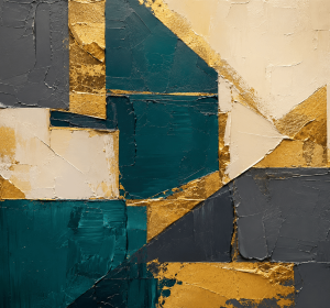 Golden Veins & Deep Teal: Premium Impasto Corporate Canvas