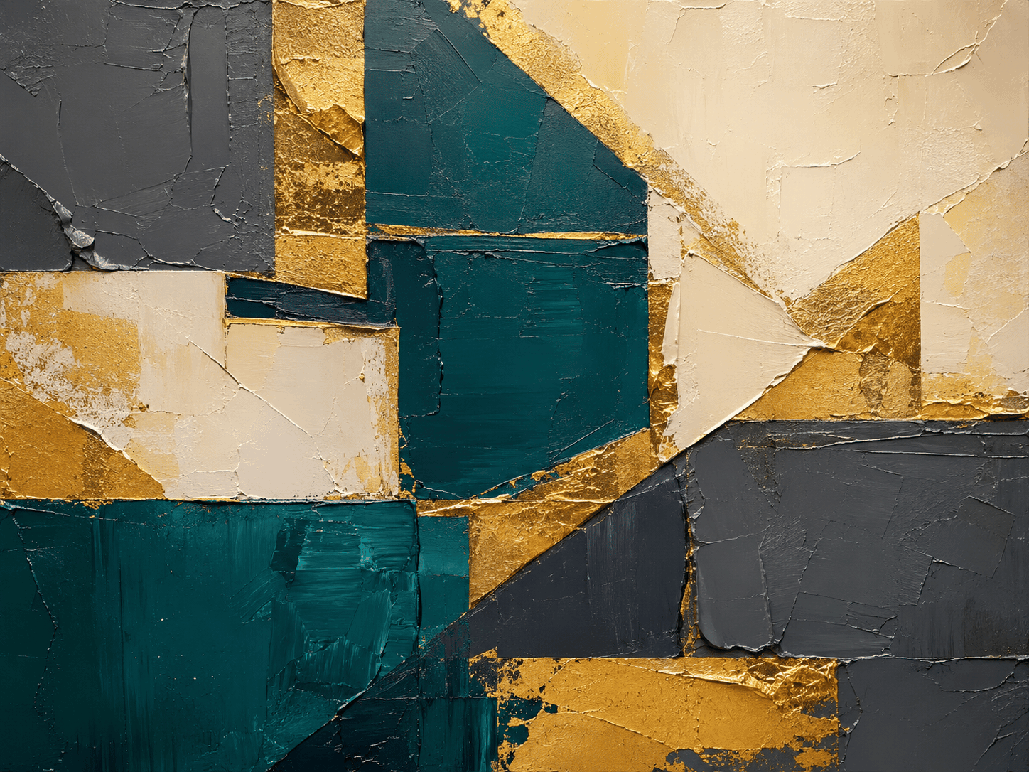 Golden Veins & Deep Teal: Premium Impasto Corporate Canvas