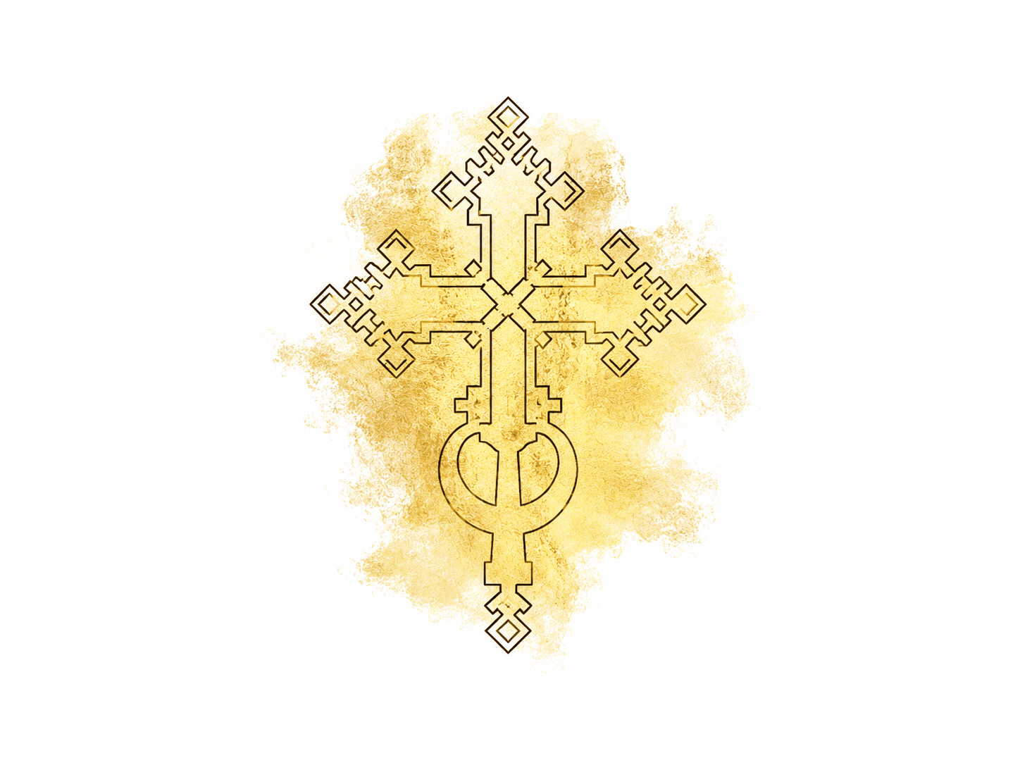 Minimalist Heritage: Elegant Single-Line Ethiopian Cross Canvas