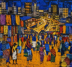 Pulse of Merkato: Expressionist High-Contrast Urban Canvas