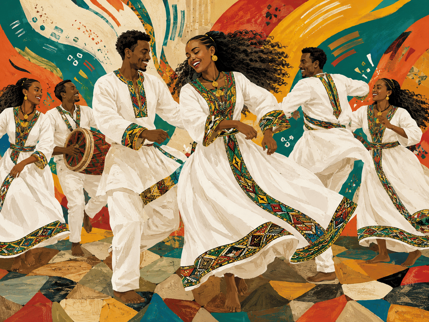 The Rhythm of Heritage: Habesha Eskista Movement Canvas Print