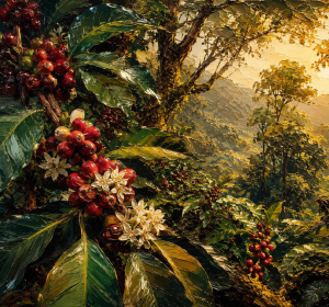 Kaffa Coffee Forest Canvas Wall Art | Ethiopian Coffee Heritage Painting