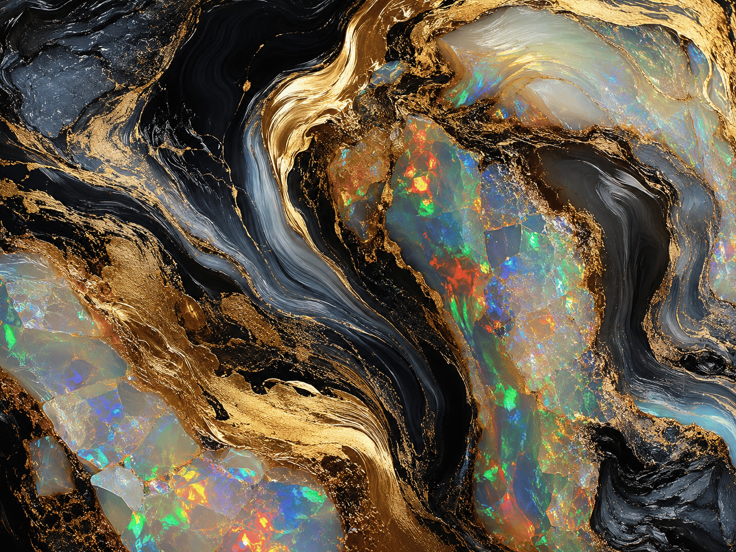 Welo Opal Fire: Premium Abstract Obsidian & Gold Canvas Wall Art