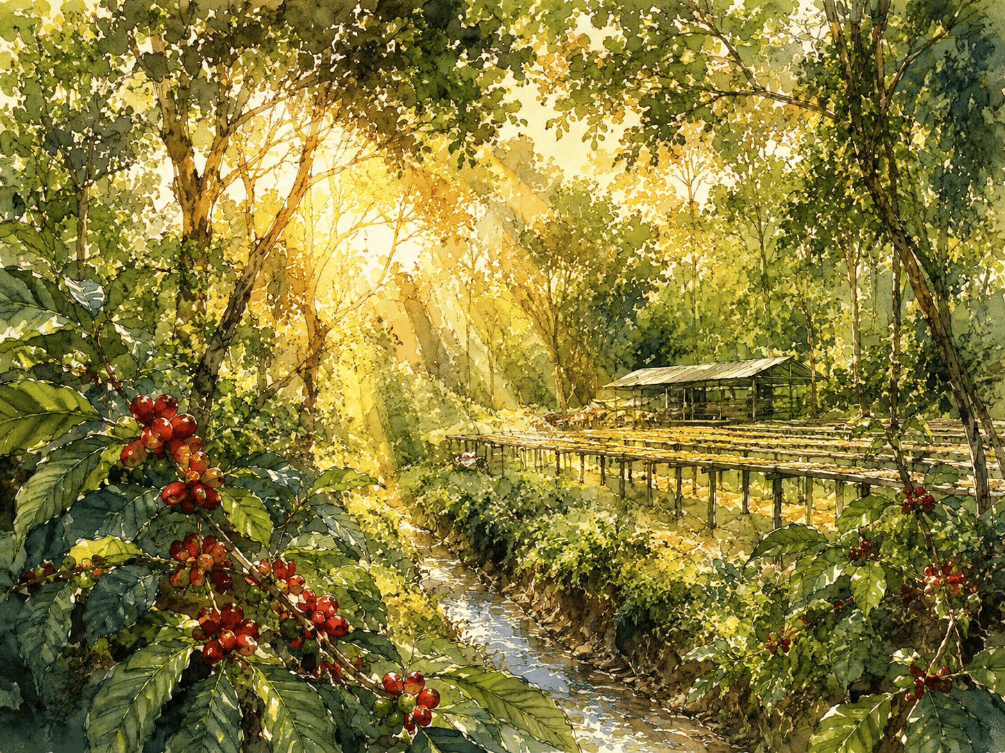 The Cradle of Coffee: Wild Kaffa Forest Impressionist Canvas