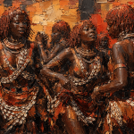Rhythms of the Omo: Hamer Celebration Textured Canvas Art