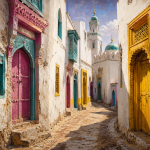 የሐረር ሰላም - Harar Jugol Colorful Street Canvas