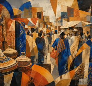 Abstract Merkato Market Rhythms Fine Art Print – Creative Agency Wall Decor