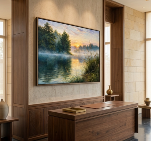 Misty Sunrise Lake Canvas Wall Art | Serene Nature Landscape Painting