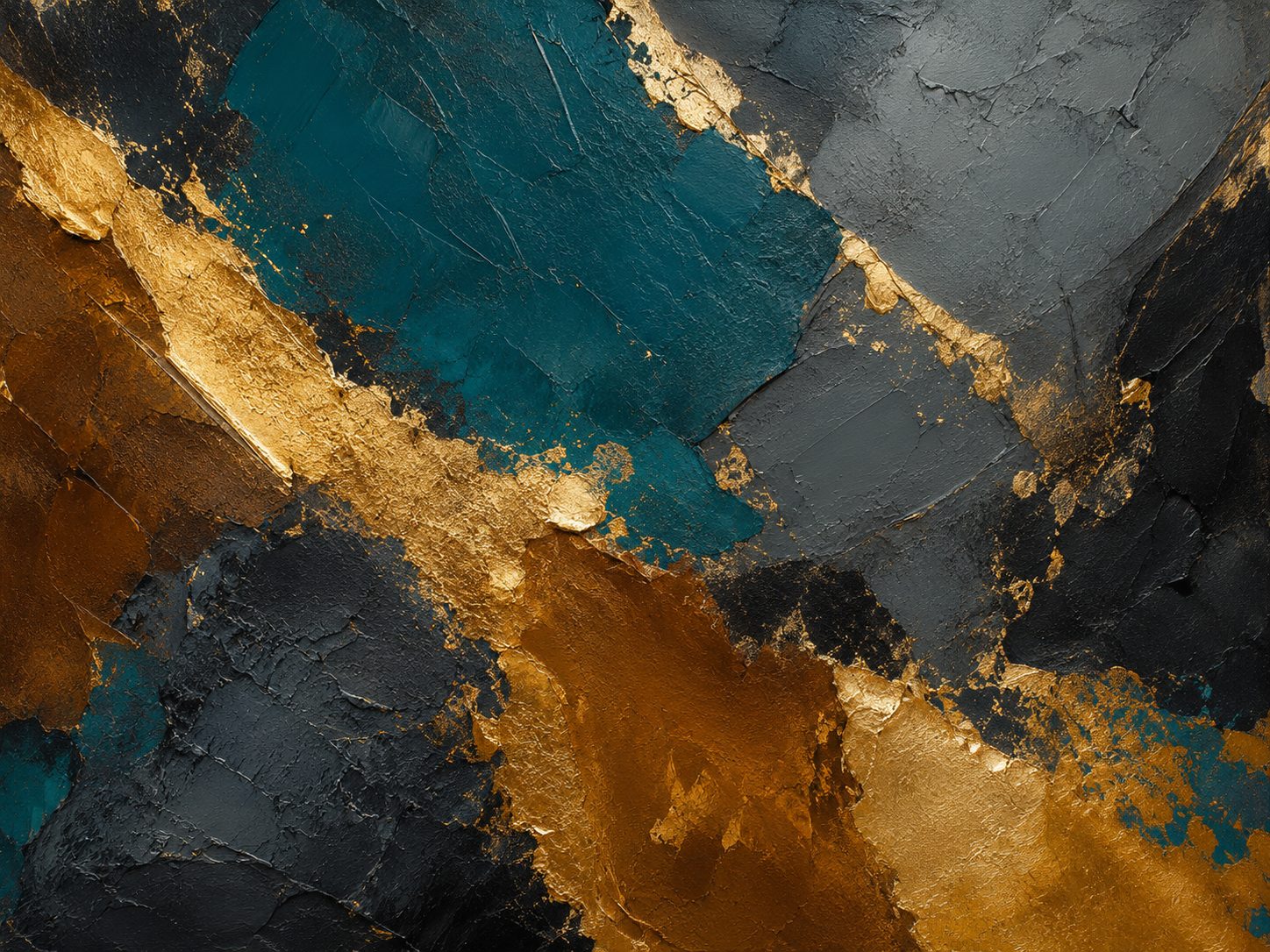 Modern Teal and Gold Foil Abstract Canvas Print – Premium Corporate Wall Art