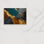 Modern Teal and Gold Foil Abstract Canvas Print – Premium Corporate Wall Art