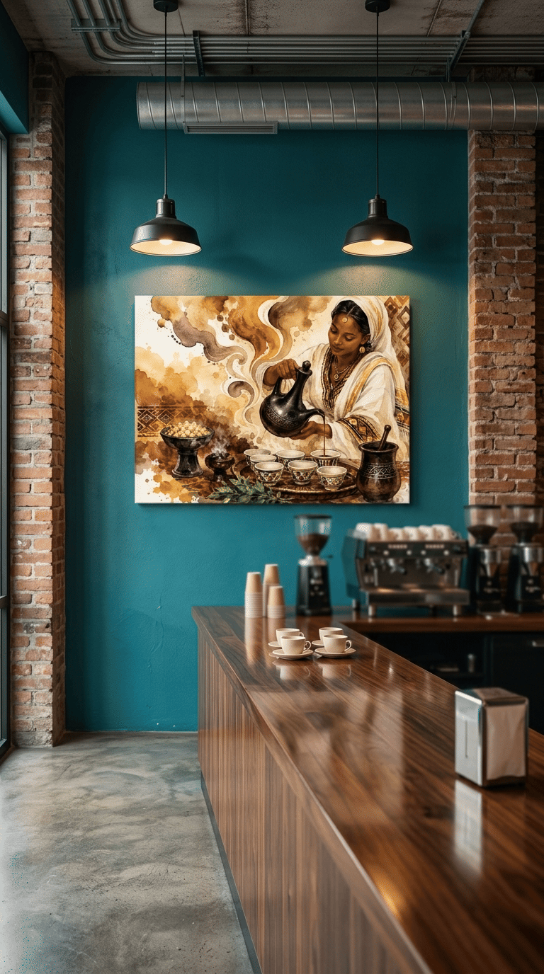 The Jebena Ritual: Luxury Watercolor Coffee Ceremony Canvas