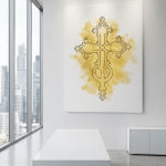 Minimalist Heritage: Elegant Single-Line Ethiopian Cross Canvas