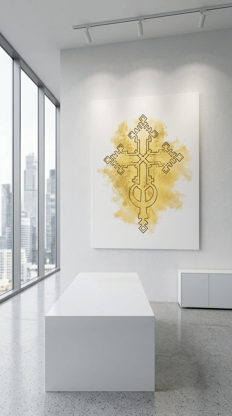 Minimalist Heritage: Elegant Single-Line Ethiopian Cross Canvas