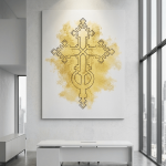Minimalist Heritage: Elegant Single-Line Ethiopian Cross Canvas