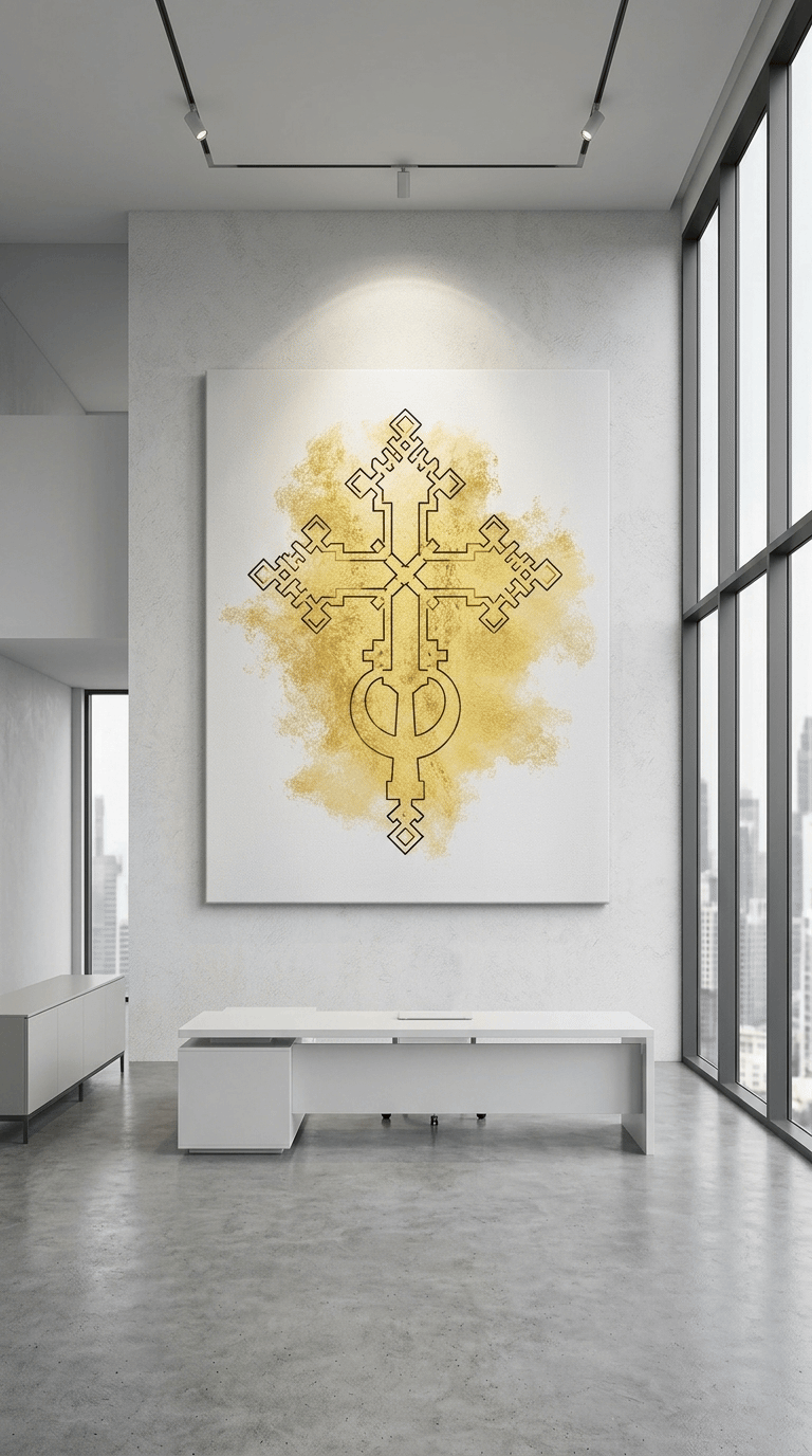 Minimalist Heritage: Elegant Single-Line Ethiopian Cross Canvas