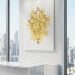 Minimalist Heritage: Elegant Single-Line Ethiopian Cross Canvas