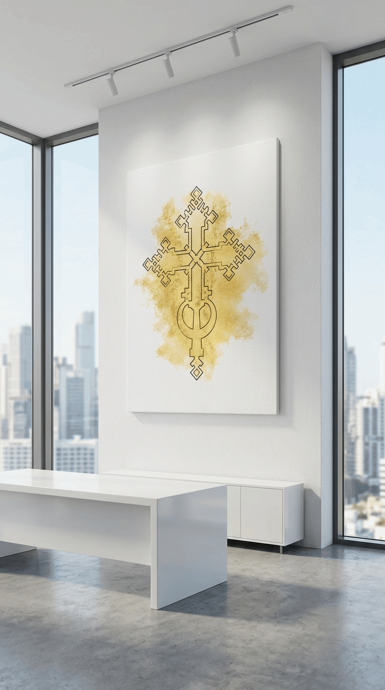 Minimalist Heritage: Elegant Single-Line Ethiopian Cross Canvas
