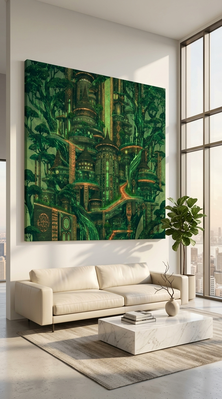 Addis Tomorrow: Afro-Futuristic Eucalyptus Eco-Tower Canvas