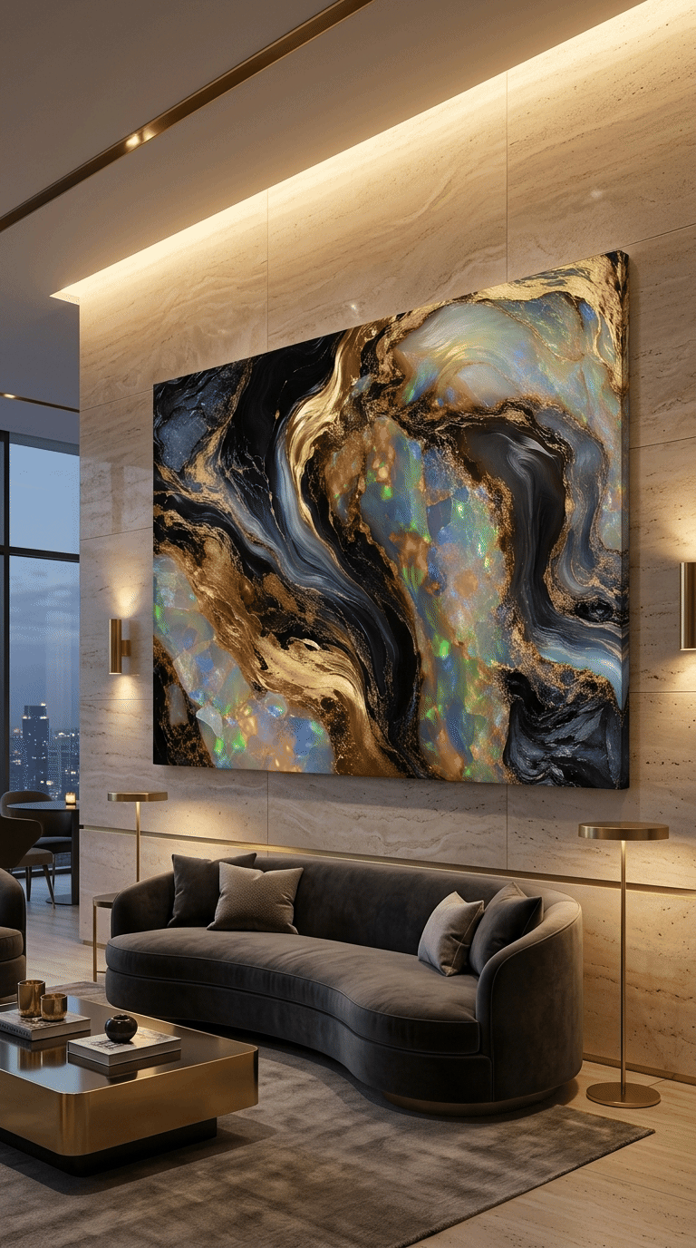 Welo Opal Fire: Premium Abstract Obsidian & Gold Canvas Wall Art