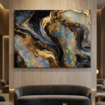 Welo Opal Fire: Premium Abstract Obsidian & Gold Canvas Wall Art