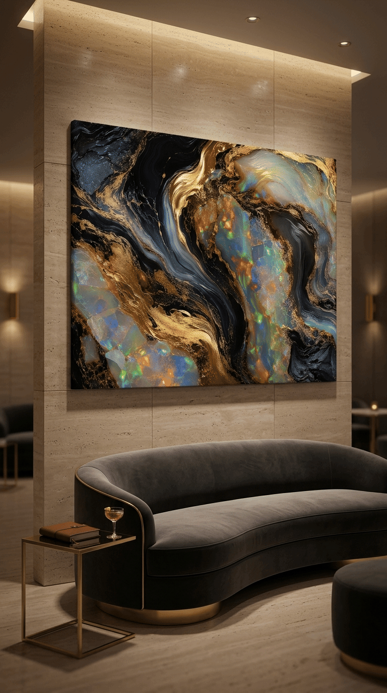 Welo Opal Fire: Premium Abstract Obsidian & Gold Canvas Wall Art