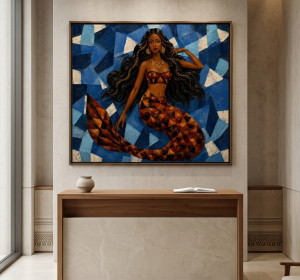 Siren of the Blue Nile – Ethiopian Mermaid Canvas Wall Art