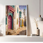 የሐረር ሰላም - Harar Jugol Colorful Street Canvas