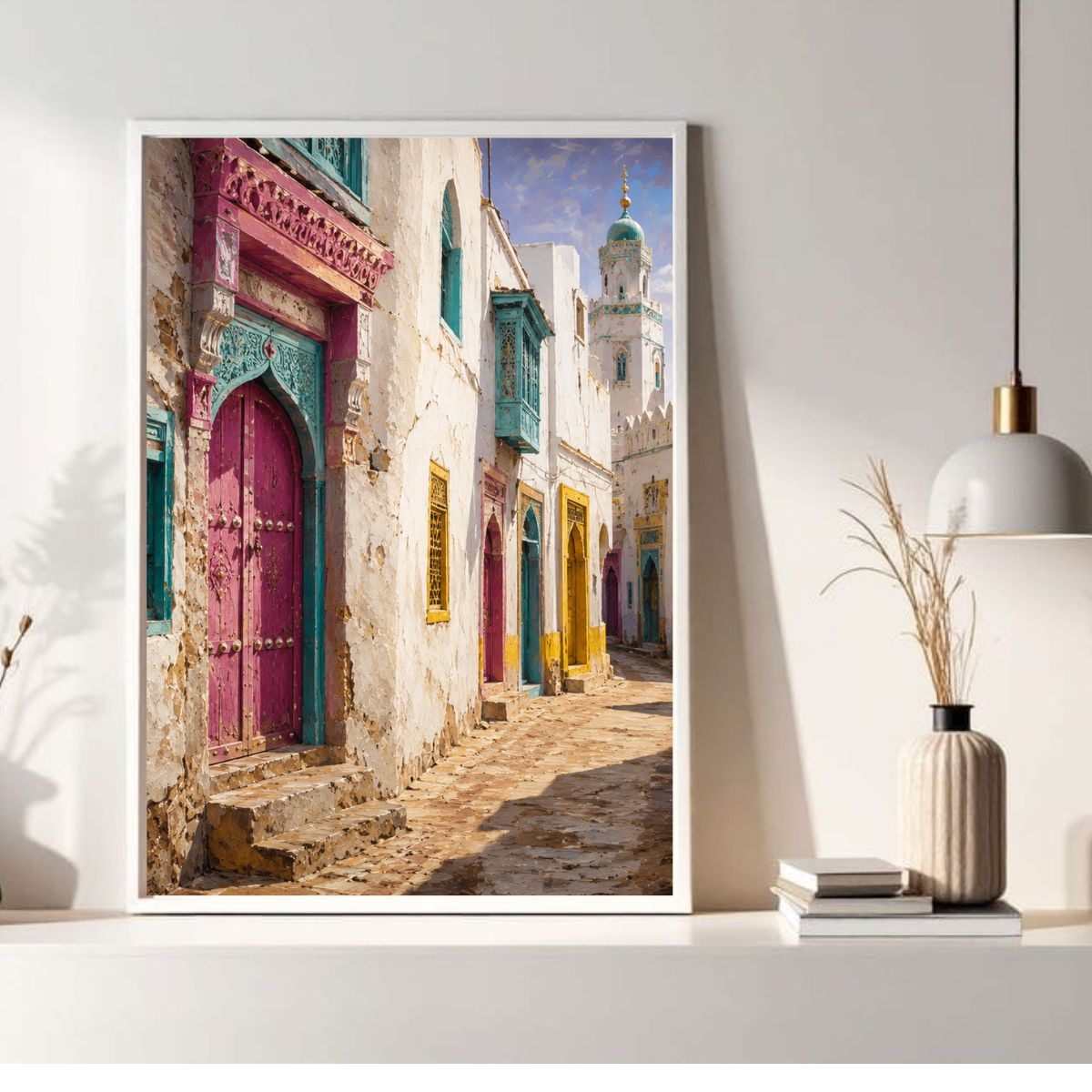 የሐረር ሰላም - Harar Jugol Colorful Street Canvas